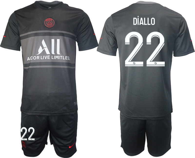 Men 2021-2022 Club Paris St German Second away black #22 Soccer Jersey->paris st german jersey->Soccer Club Jersey